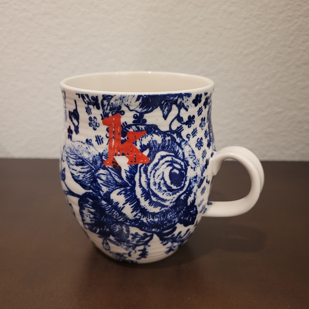 Anthropologie Monogram Letter K Coffee Mug